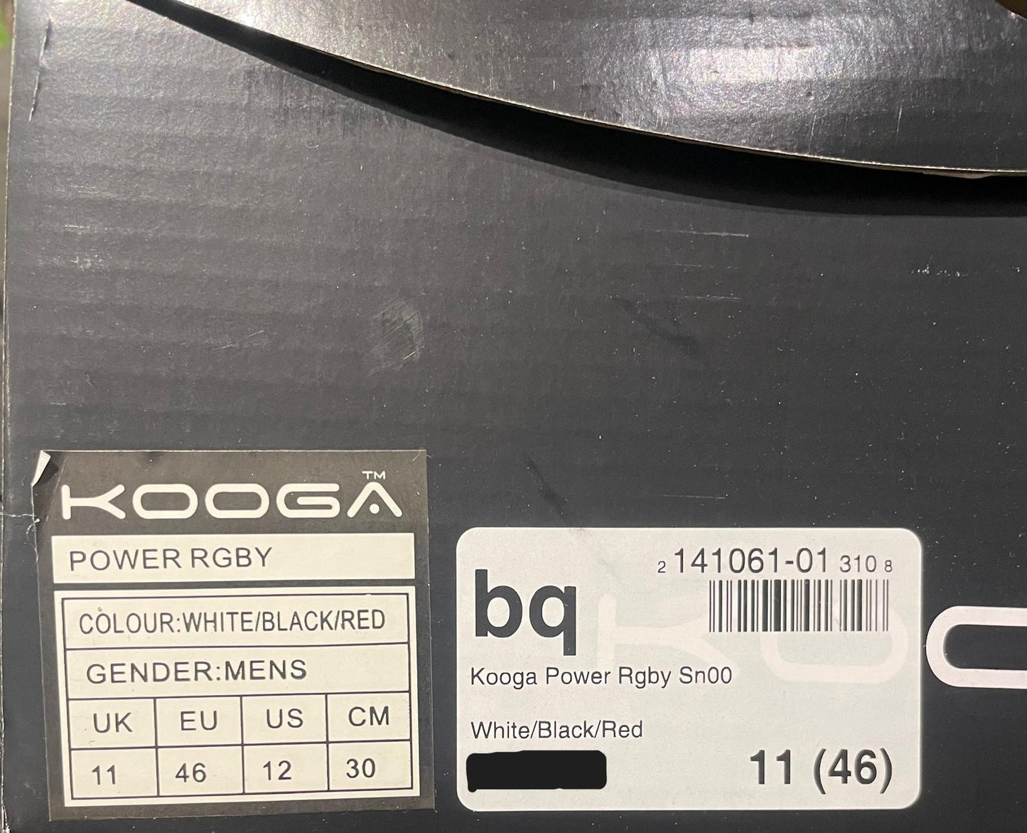 KOOGA Power Rugby Boots - UK size 11 - White / Black / Red