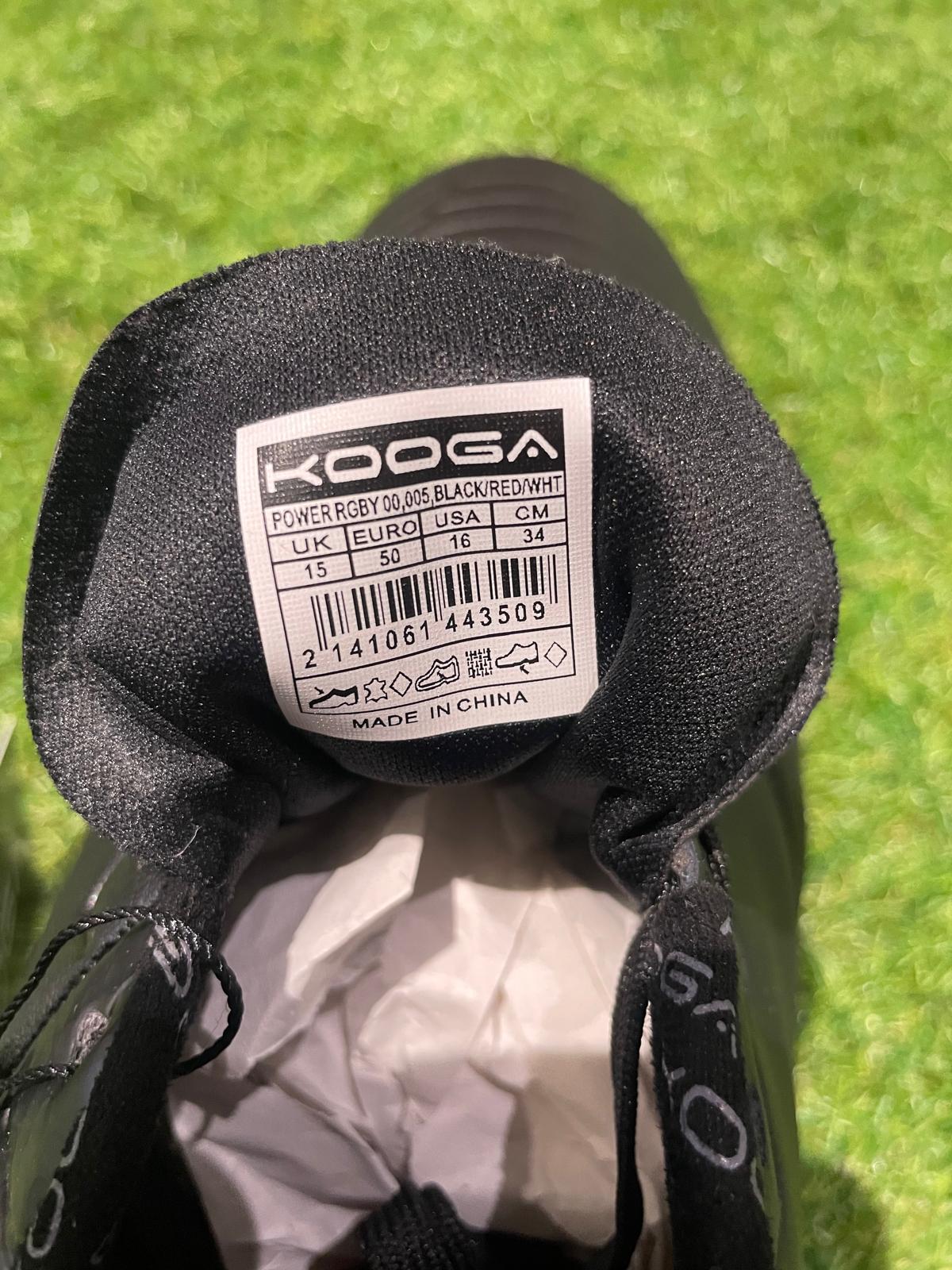 KOOGA Power Rugby Boots - UK size 15 - Black