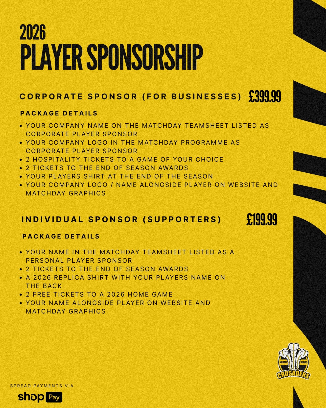 2026 PERSONAL PLAYER SPONSORSHIP