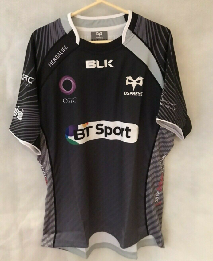 Ospreys Rugby Shirt - 47" Chest - BLK - Brand New - Welsh Rugby