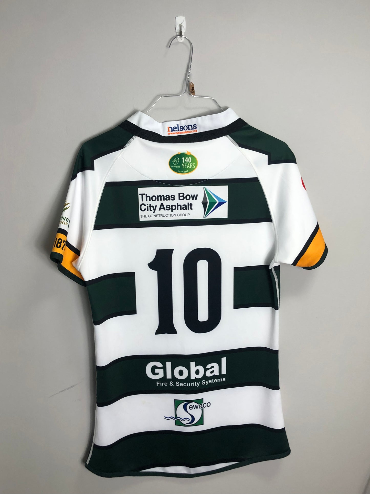 Nottingham Rugby Player Issue Match Shirt - #10 - 39” Chest - Large